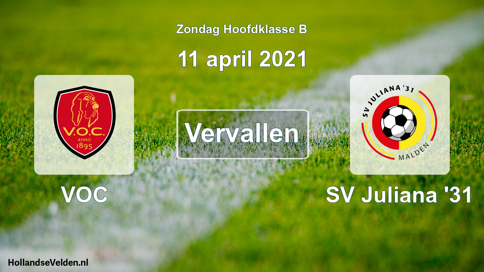 Scheduled Match: VOC - SV Juliana '31 (11 April 2021)