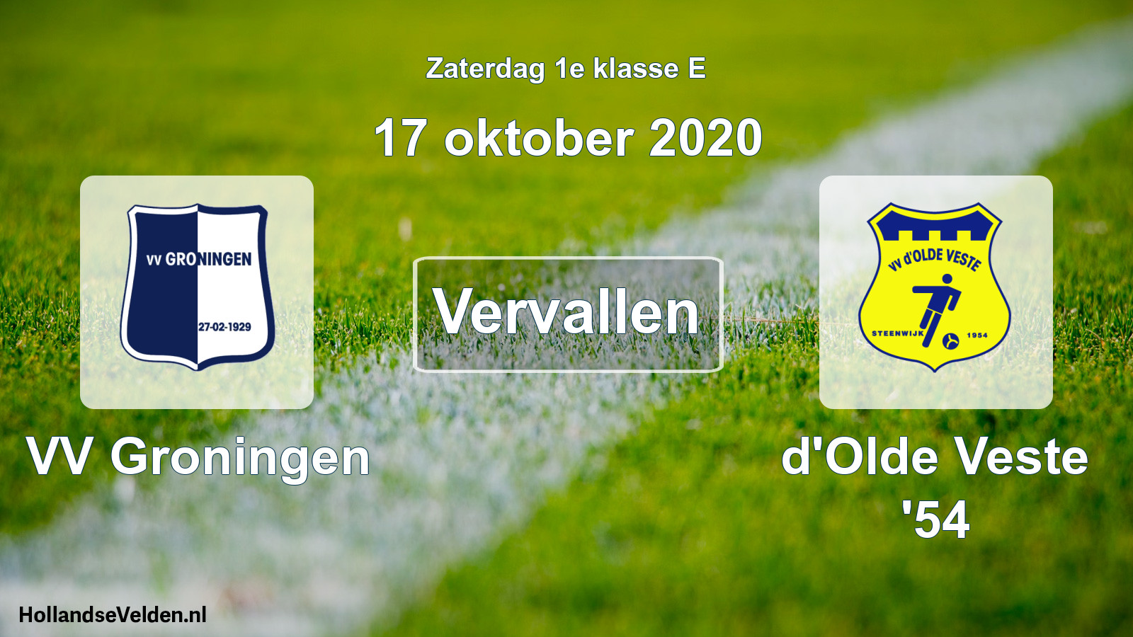 Scheduled Match: VV Groningen - d'Olde Veste '54 (17 October 2020)