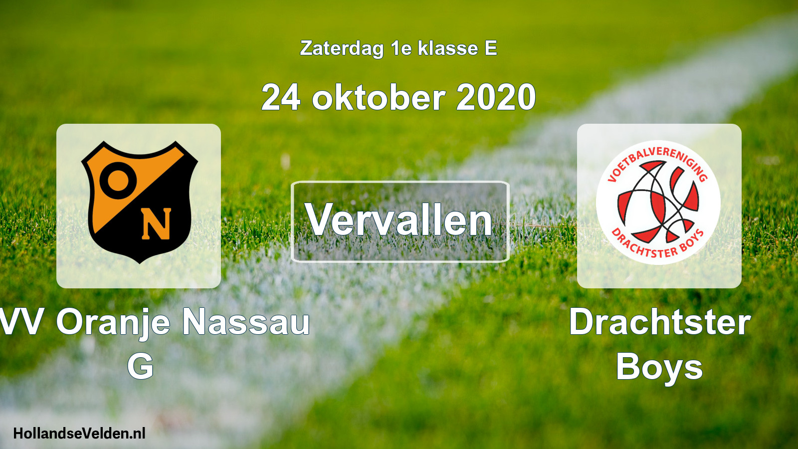 Scheduled Match: CVV Oranje Nassau G - Drachtster Boys (24 October 2020)