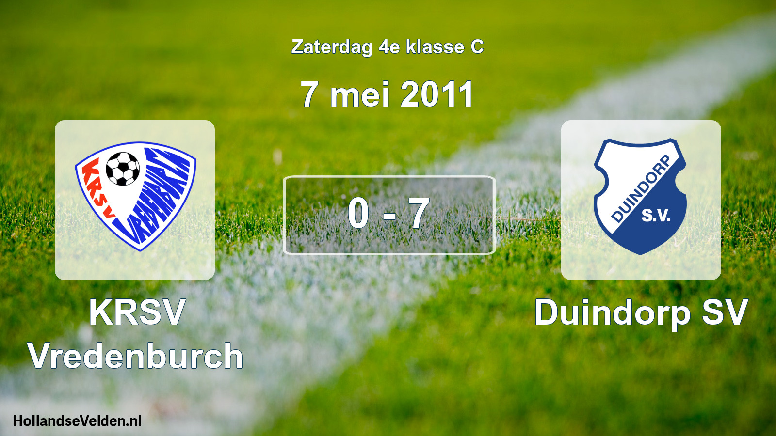 Total number of matches played: KRSV Vredenburch - Duindorp SV 0 - 7 (7 May 2011)