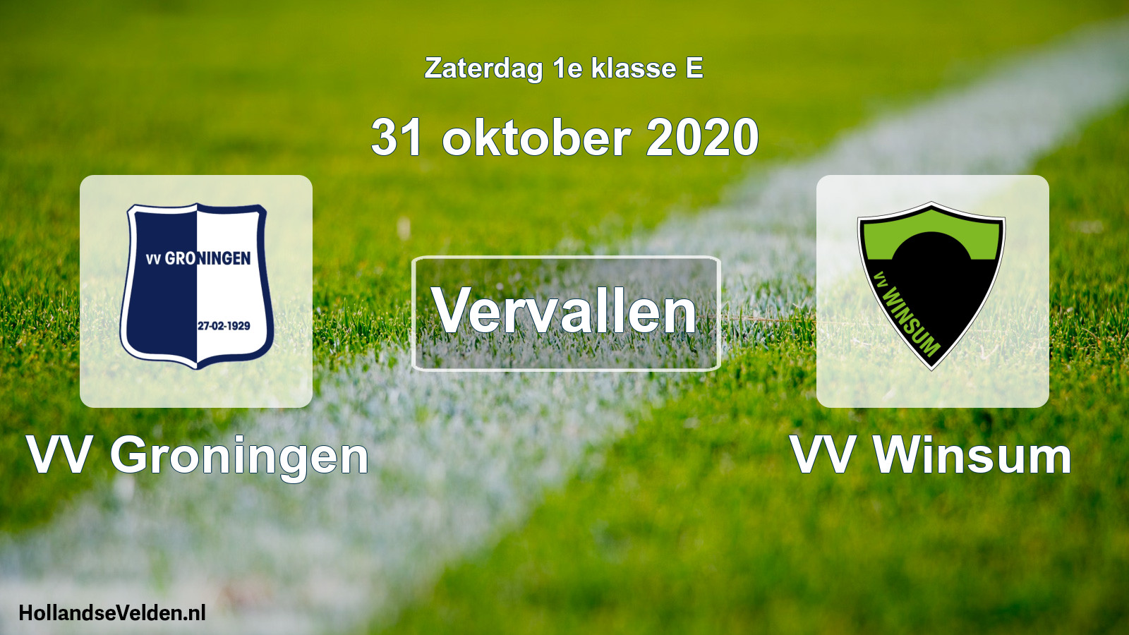 Scheduled Match: VV Groningen - VV Winsum (31 October 2020)