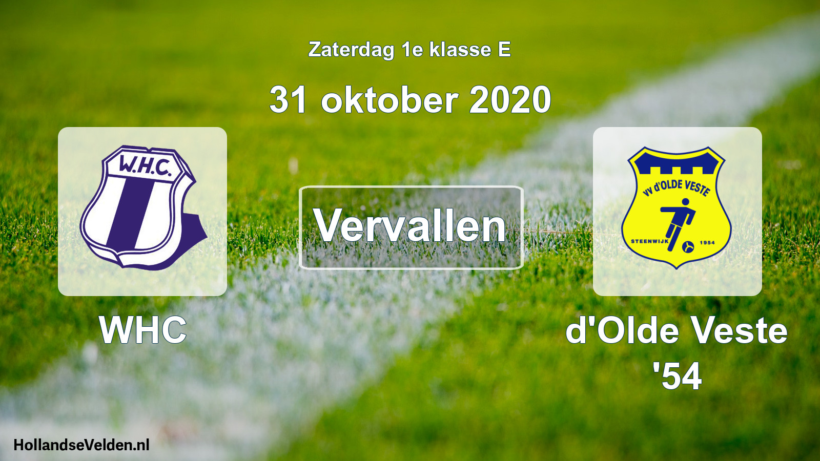 Scheduled Match: WHC - d'Olde Veste '54 (31 October 2020)