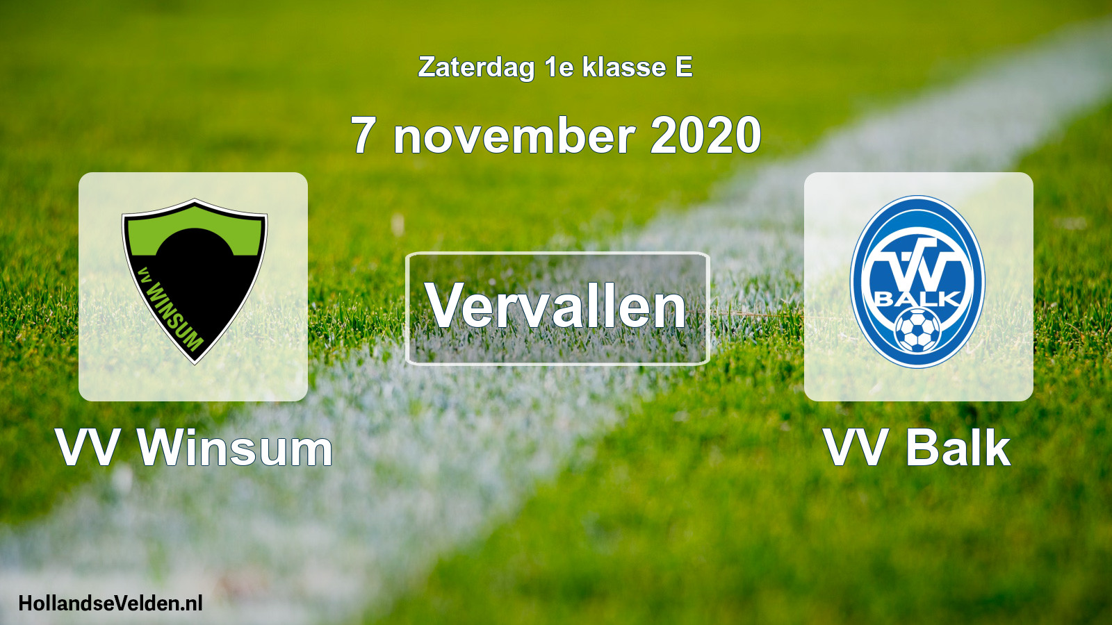 Scheduled Match: VV Winsum - VV Balk (7 November 2020)