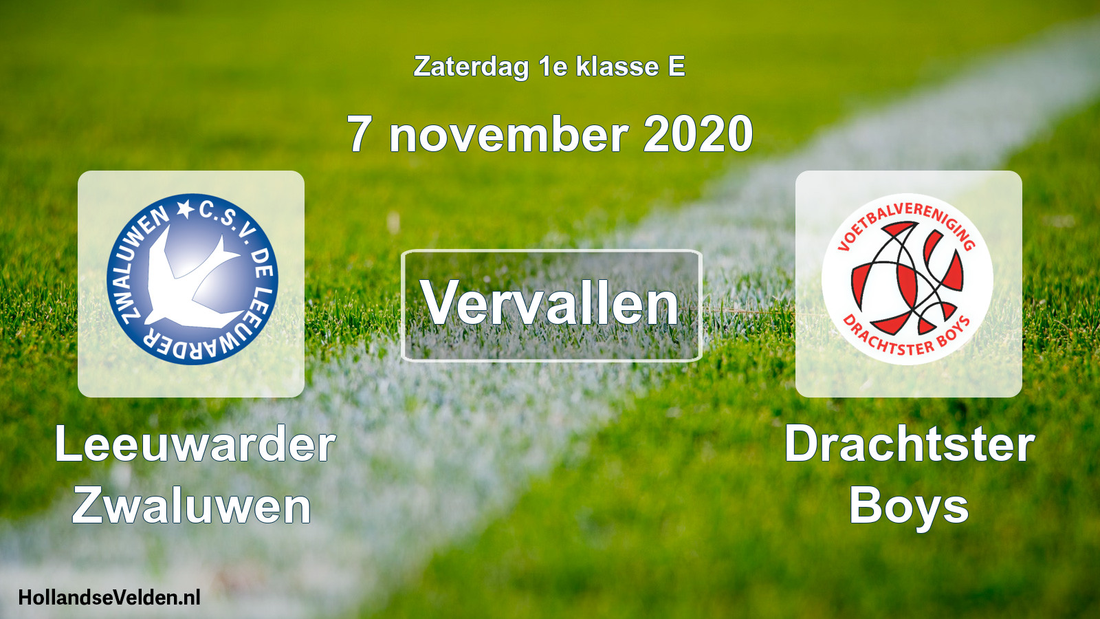 Scheduled Match: Leeuwarder Zwaluwen - Drachtster Boys (7 November 2020)