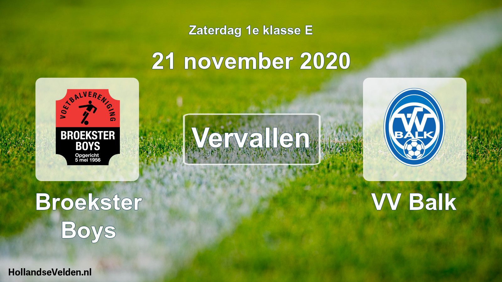 Scheduled Match: Broekster Boys - VV Balk (21 November 2020)