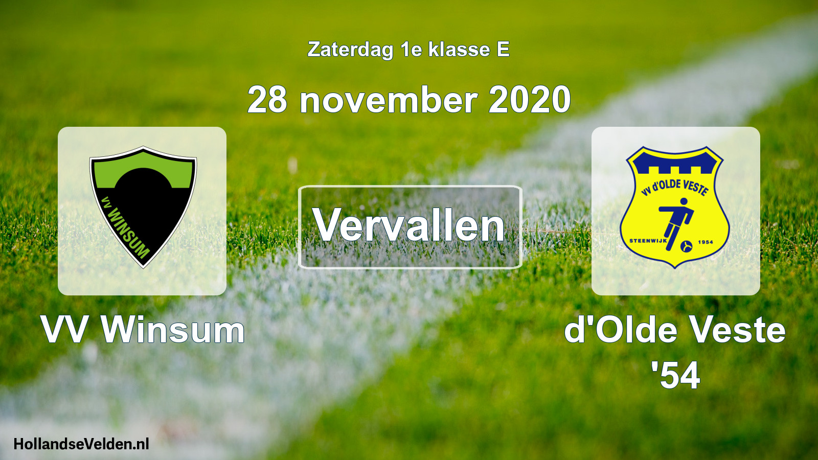 Geplande wedstrijd: VV Winsum - d'Olde Veste '54 (28 november 2020)