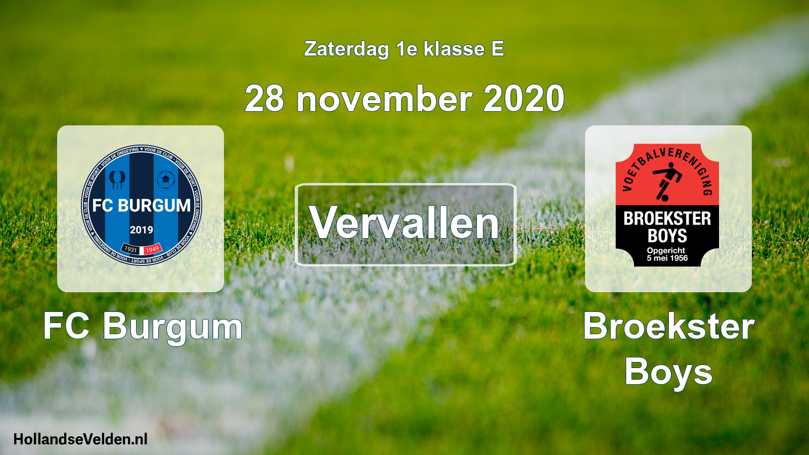 Scheduled Match: FC Burgum - Broekster Boys (28 November 2020)