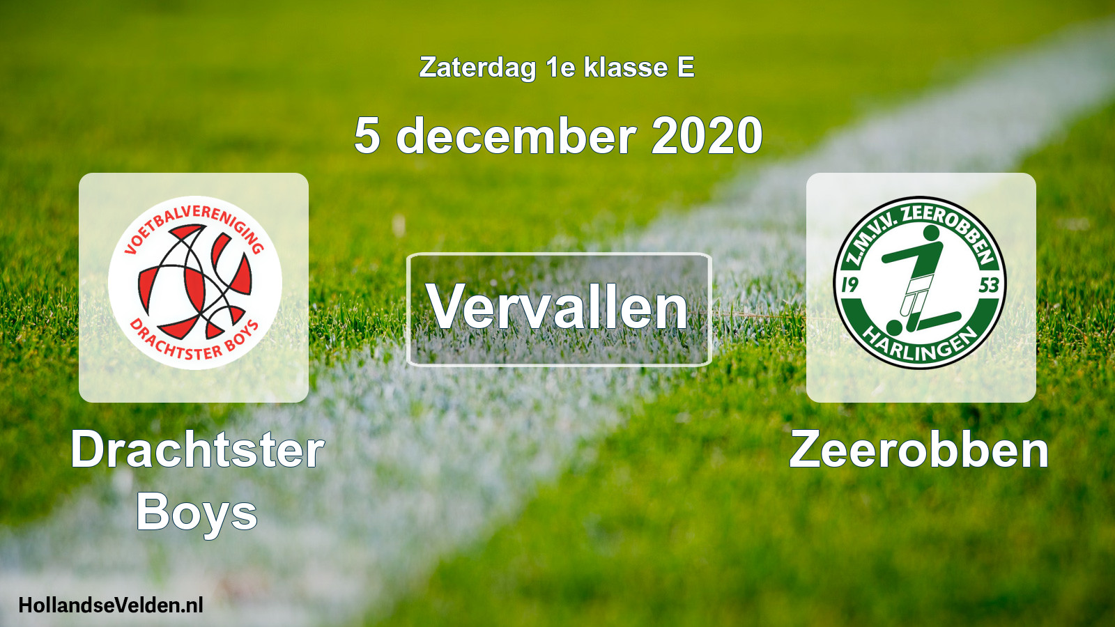 Scheduled Match: Drachtster Boys - Zeerobben (5 December 2020)