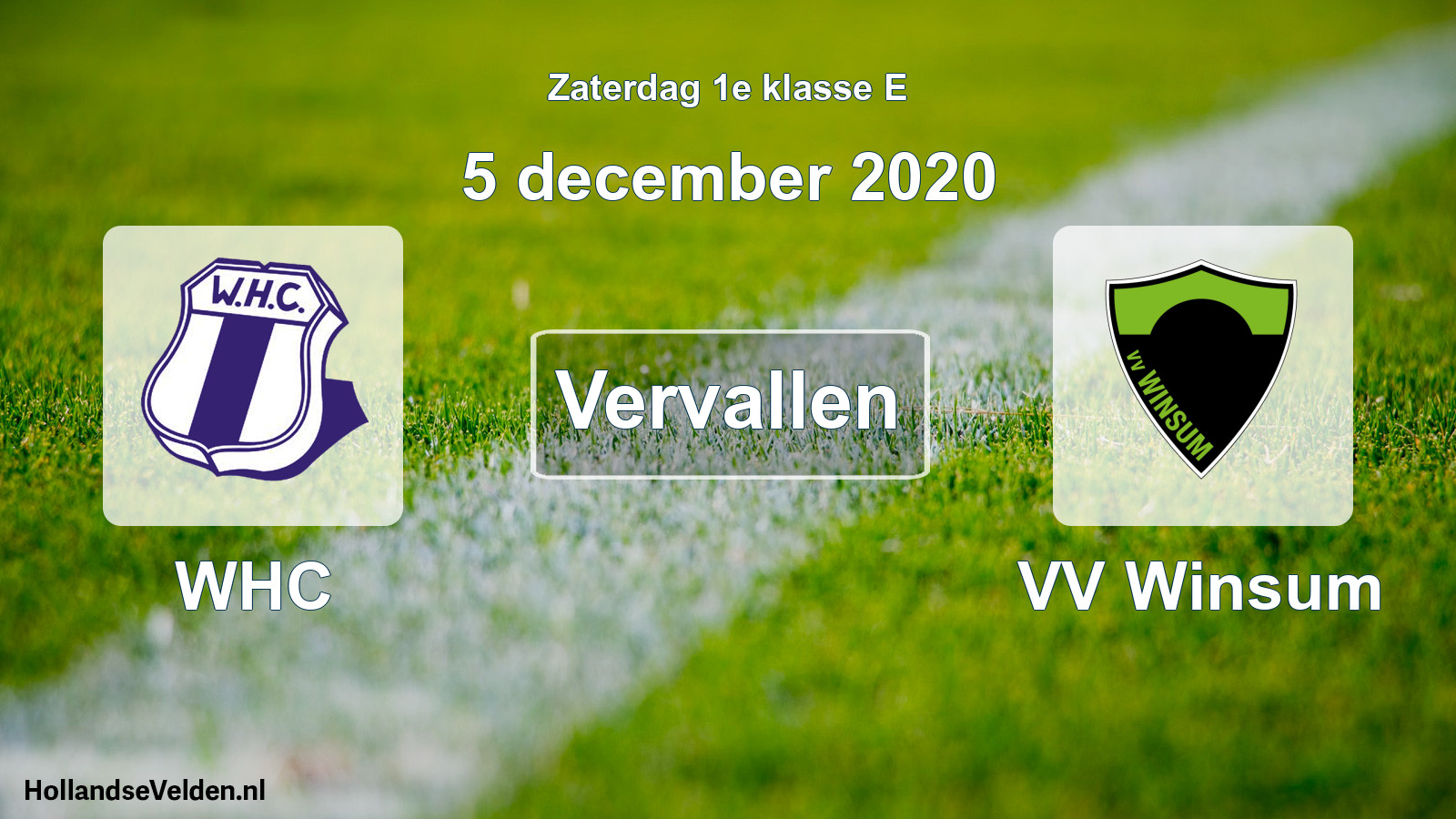 Scheduled Match: WHC - VV Winsum (5 December 2020)
