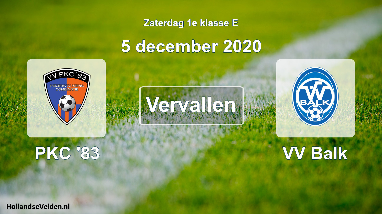 Scheduled Match: PKC '83 - VV Balk (5 December 2020)