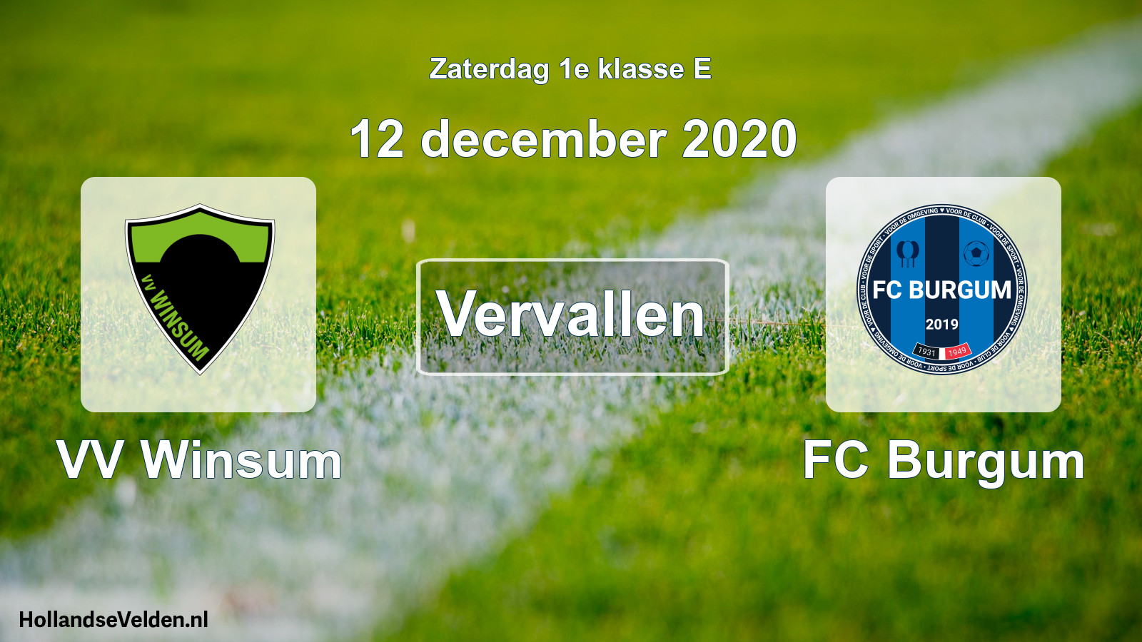 Scheduled Match: VV Winsum - FC Burgum (12 December 2020)