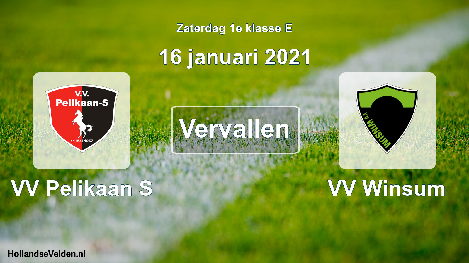 Scheduled Match: VV Pelikaan S - VV Winsum (16 January 2021)