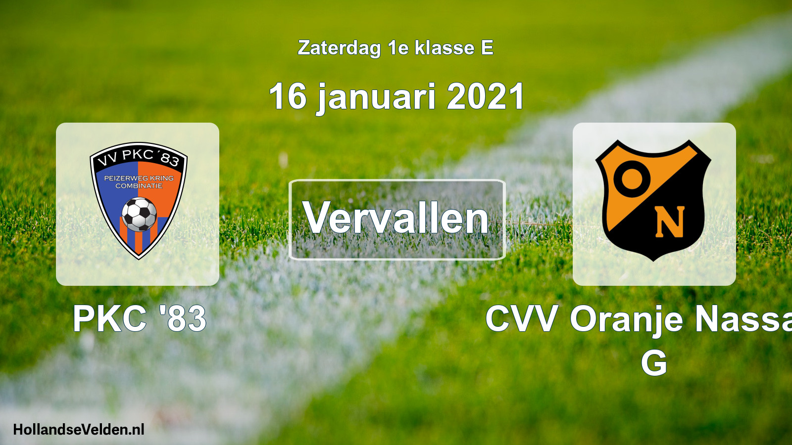 Scheduled Match: PKC '83 - CVV Oranje Nassau G (16 January 2021)