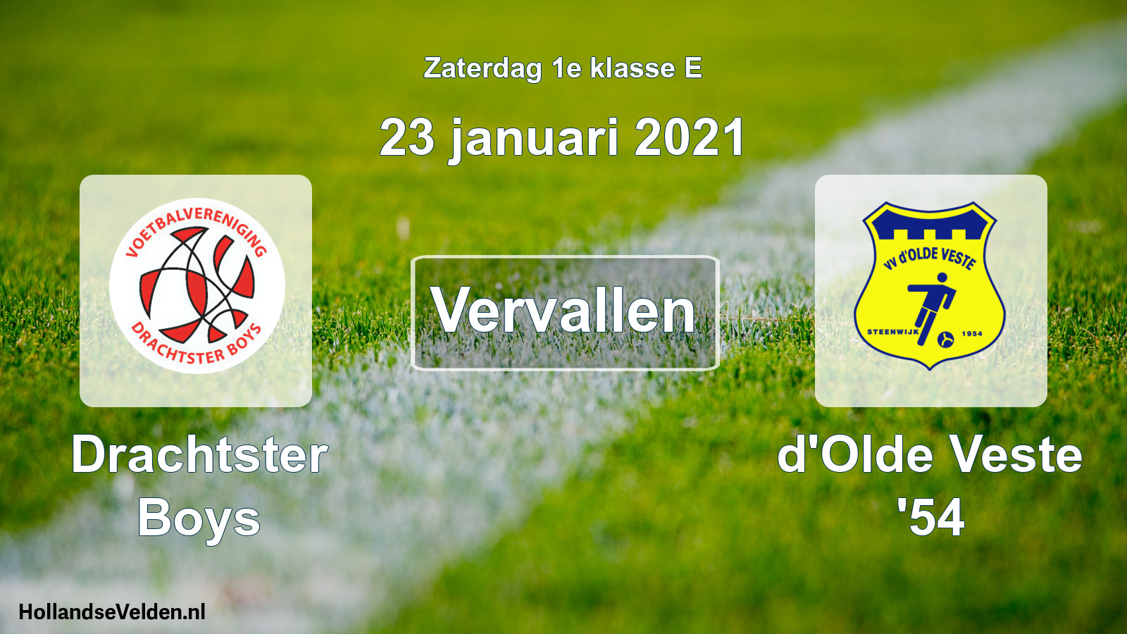 Scheduled Match: Drachtster Boys - d'Olde Veste '54 (23 January 2021)