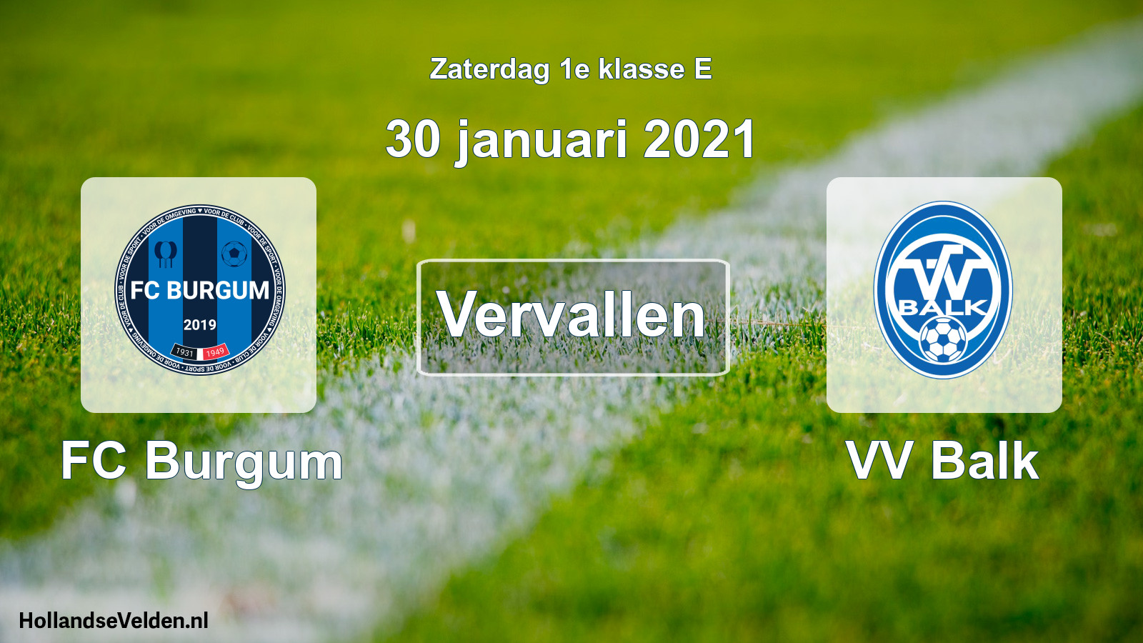 Scheduled Match: FC Burgum - VV Balk (30 January 2021)
