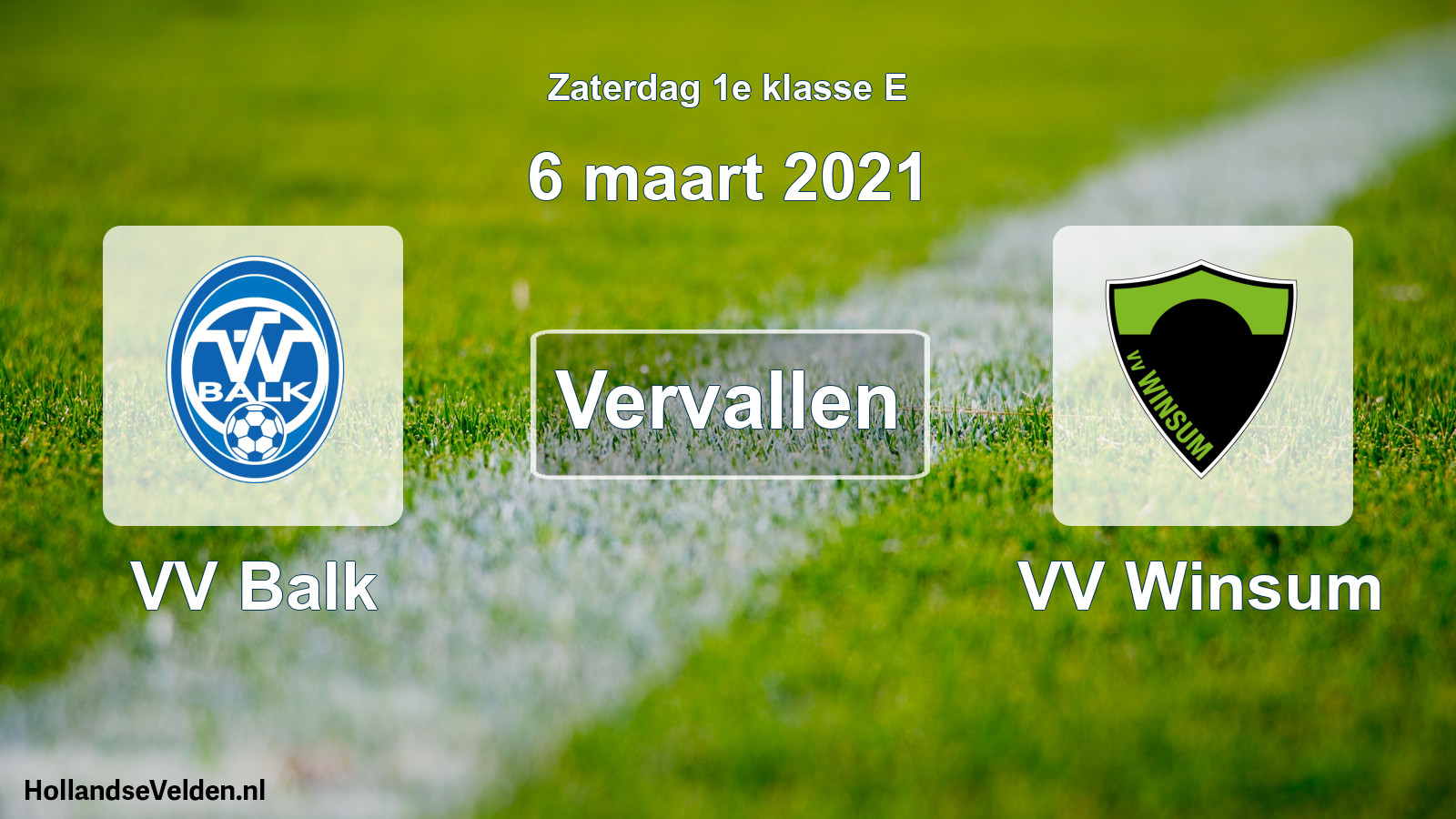 Scheduled Match: VV Balk - VV Winsum (6 March 2021)