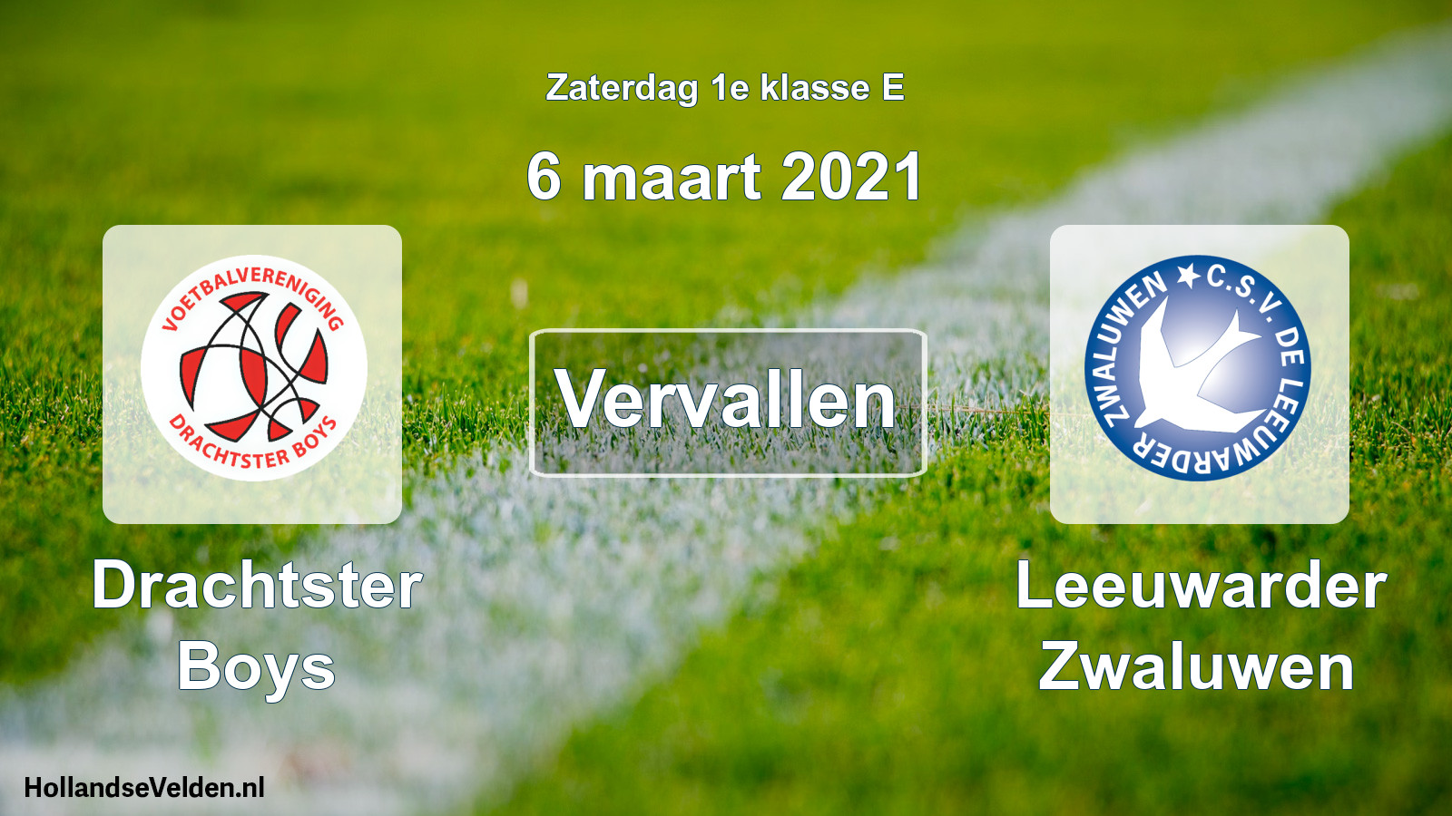 Scheduled Match: Drachtster Boys - Leeuwarder Zwaluwen (6 March 2021)