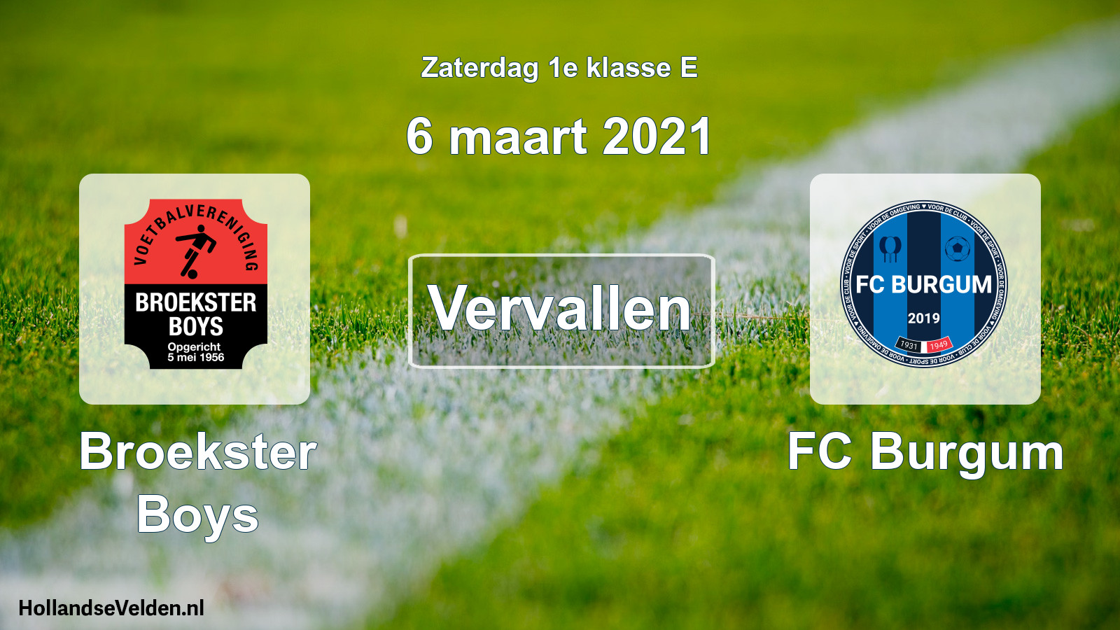 Scheduled Match: Broekster Boys - FC Burgum (6 March 2021)
