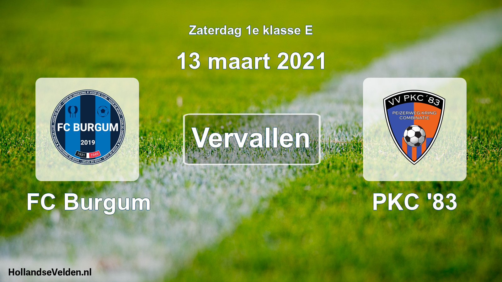 Scheduled Match: FC Burgum - PKC '83 (13 March 2021)