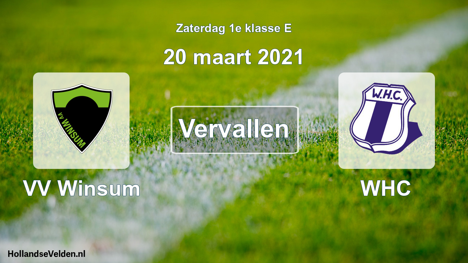 Scheduled Match: VV Winsum - WHC (20 March 2021)
