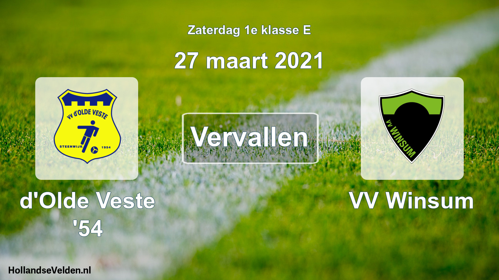 Scheduled Match: d'Olde Veste '54 - VV Winsum (27 March 2021)