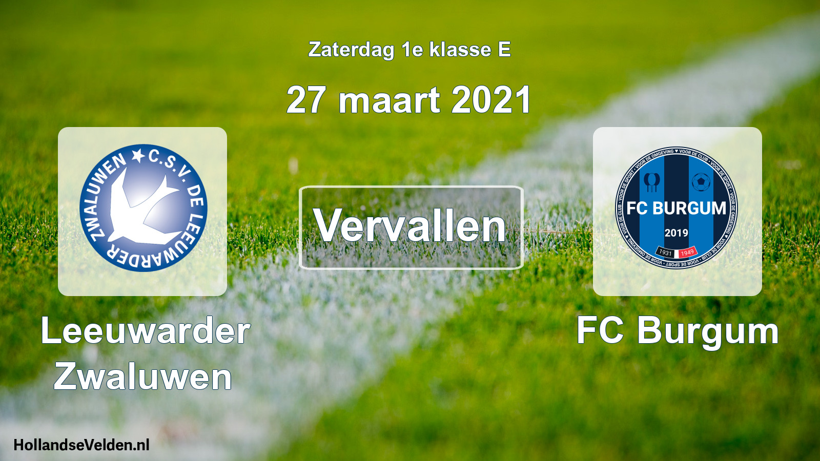 Scheduled Match: Leeuwarder Zwaluwen - FC Burgum (27 March 2021)