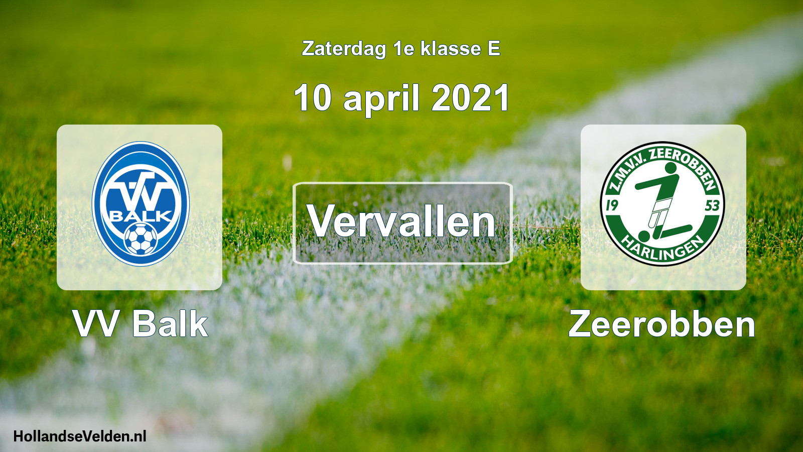 Scheduled Match: VV Balk - Zeerobben (10 April 2021)