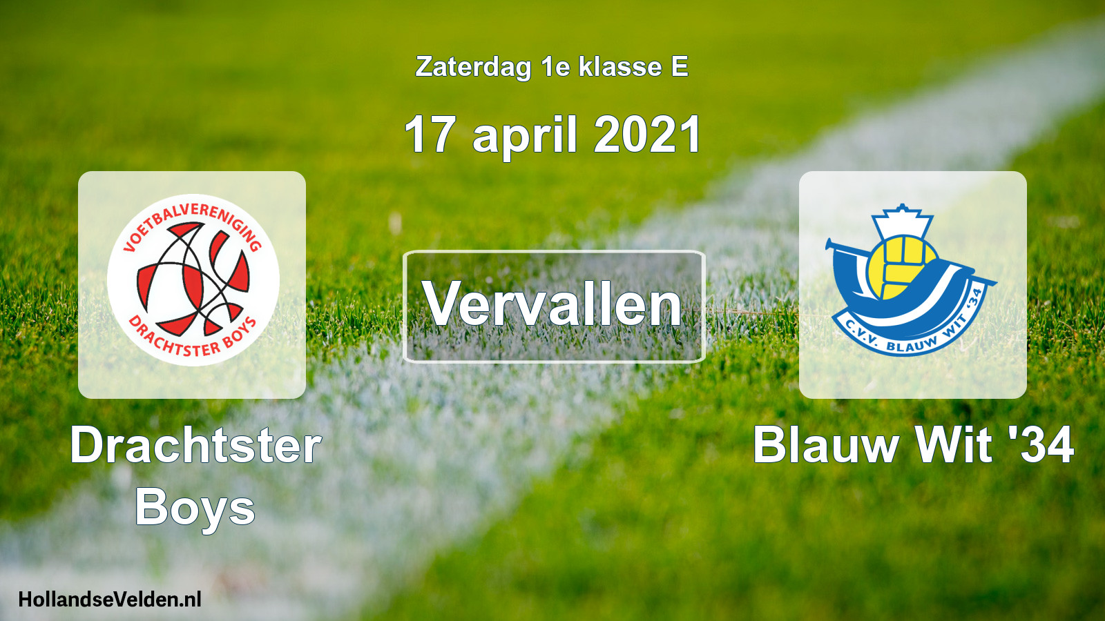 Scheduled Match: Drachtster Boys - Blauw Wit '34 (17 April 2021)