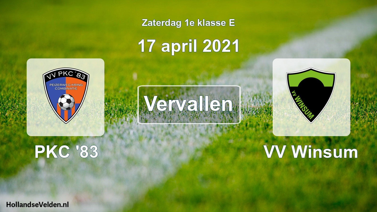 Scheduled Match: PKC '83 - VV Winsum (17 April 2021)