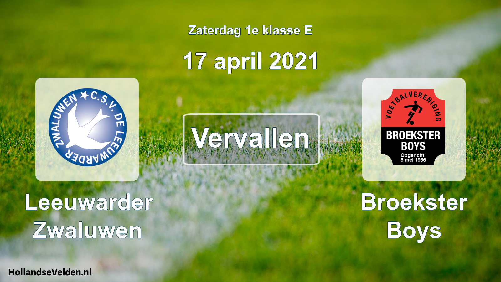 Scheduled Match: Leeuwarder Zwaluwen - Broekster Boys (17 April 2021)