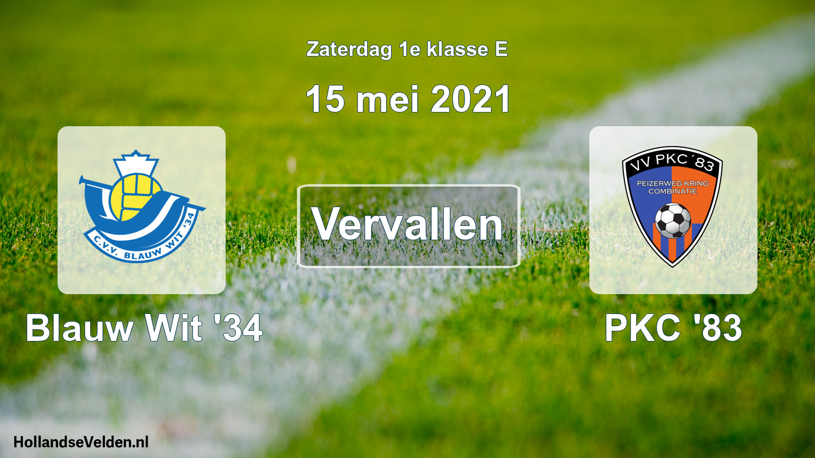 Scheduled Match: Blauw Wit '34 - PKC '83 (15 May 2021)