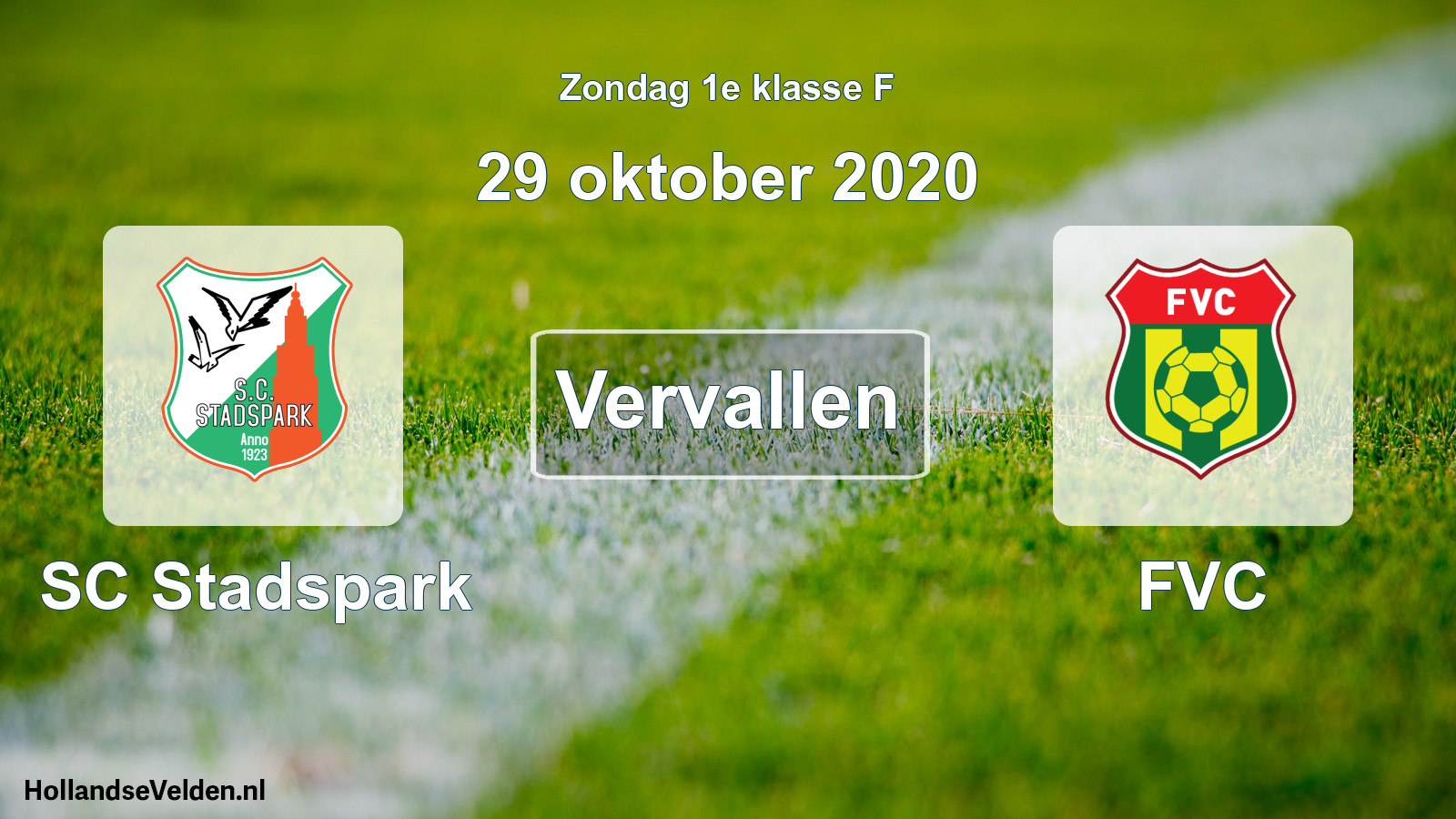Scheduled Match: SC Stadspark - FVC (29 October 2020)