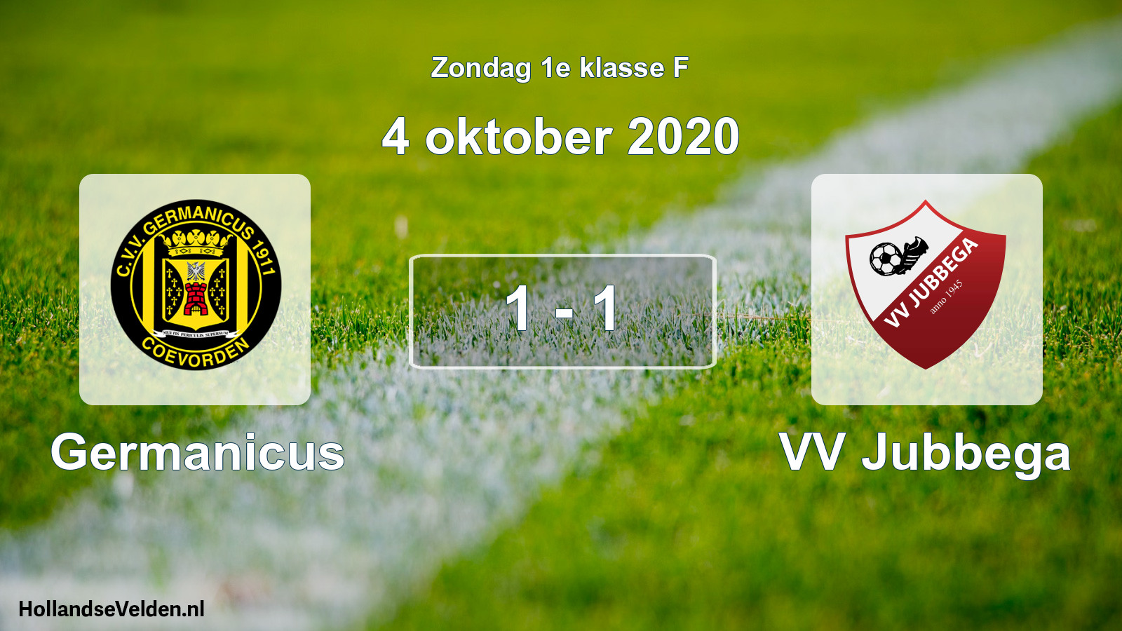 Total number of matches played: Germanicus - VV Jubbega 1 - 1 (4 October 2020)