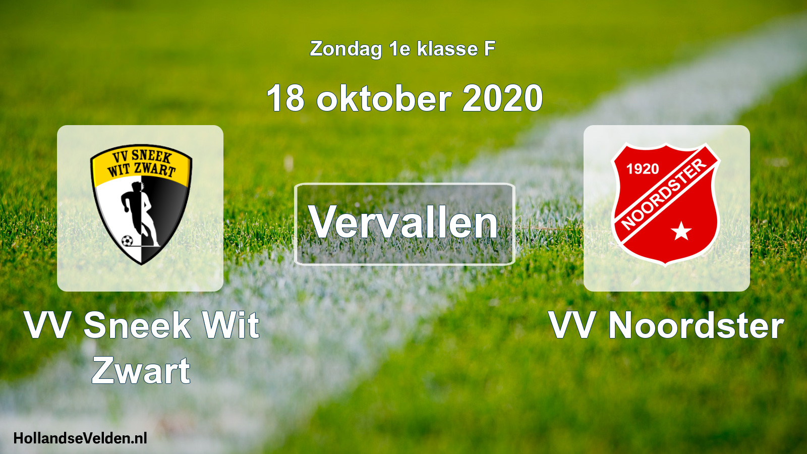 Scheduled Match: VV Sneek Wit Zwart - VV Noordster (18 October 2020)