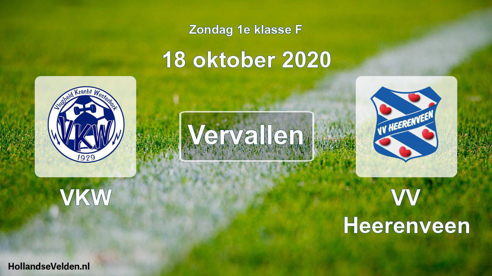 Scheduled Match: VKW - VV Heerenveen (18 October 2020)