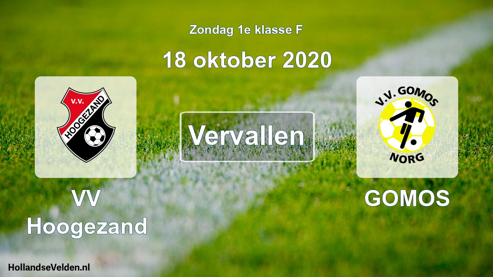 Scheduled Match: VV Hoogezand - GOMOS (18 October 2020)