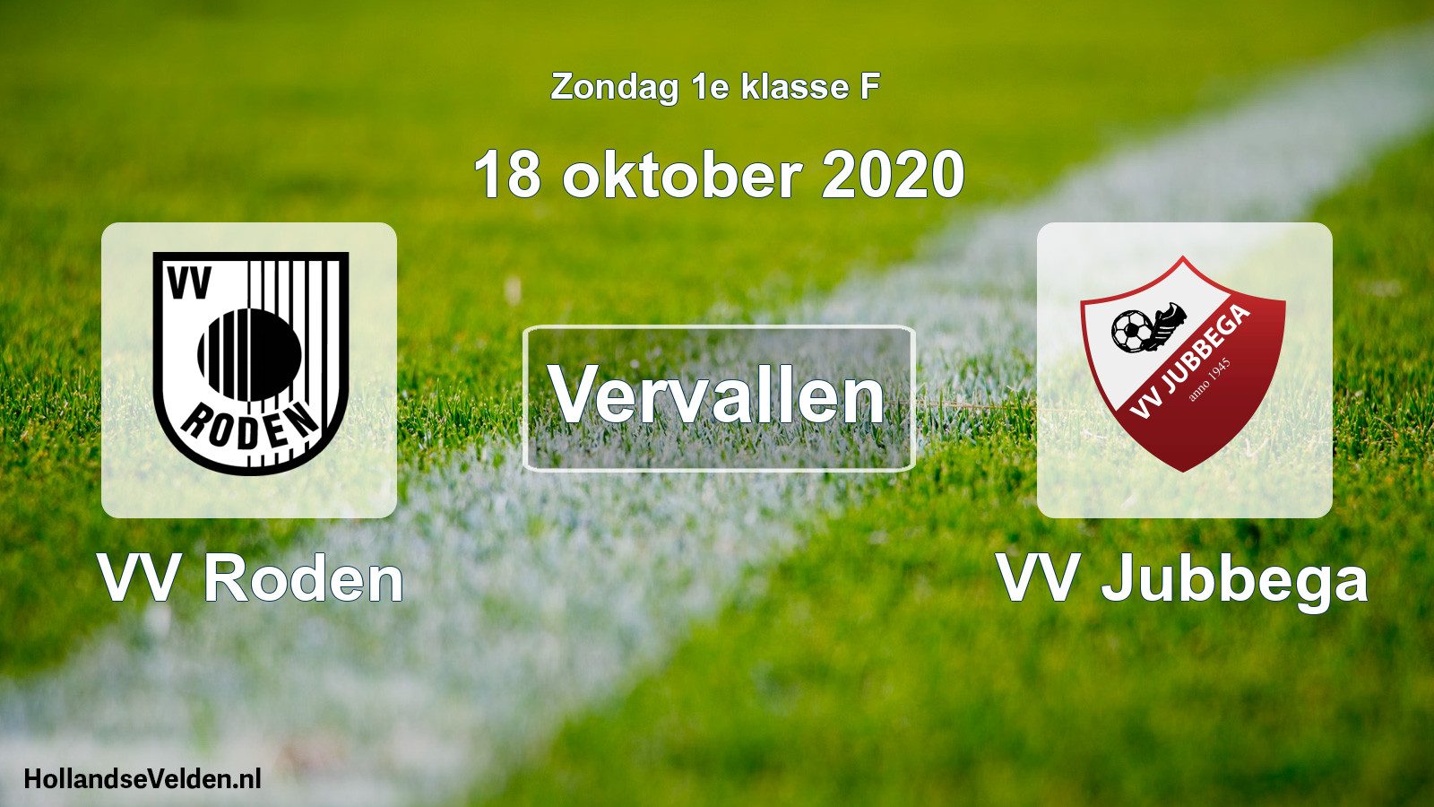 Scheduled Match: VV Roden - VV Jubbega (18 October 2020)