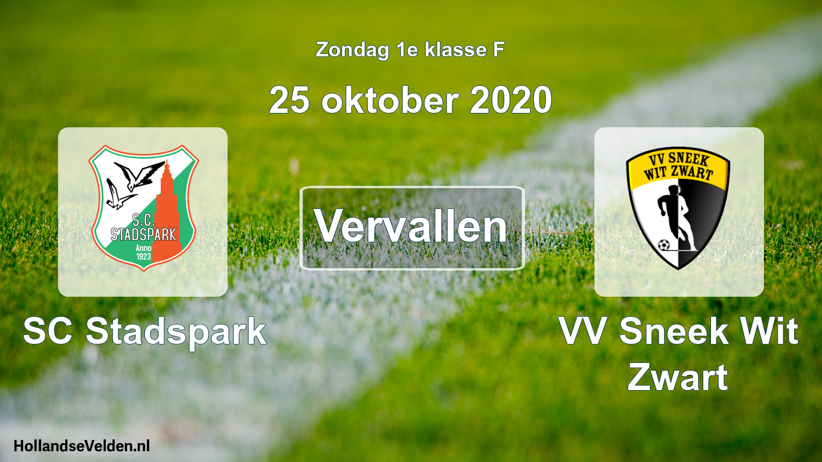 Scheduled Match: SC Stadspark - VV Sneek Wit Zwart (25 October 2020)