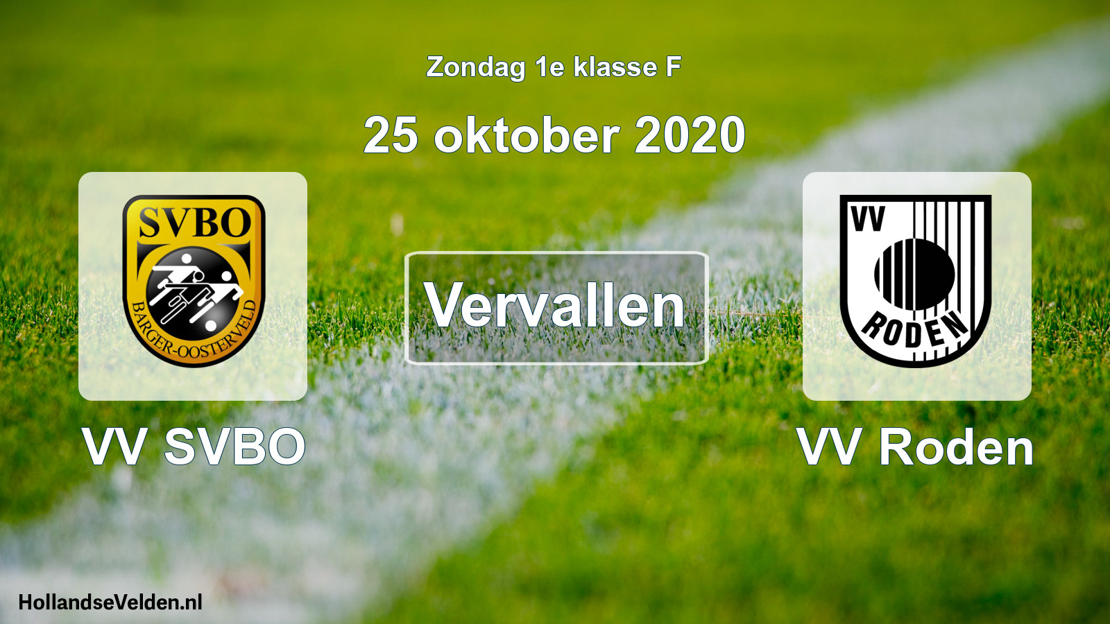 Scheduled Match: VV SVBO - VV Roden (25 October 2020)