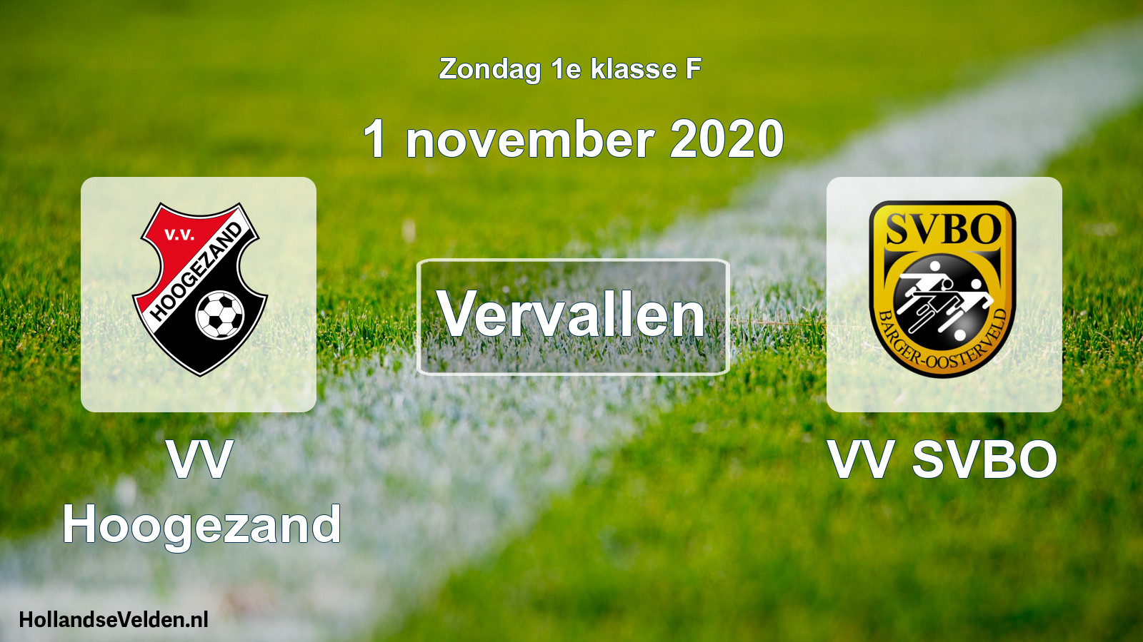 Scheduled Match: VV Hoogezand - VV SVBO (1 November 2020)