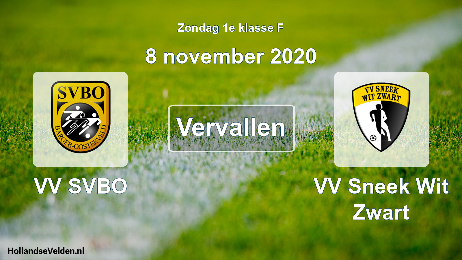 Scheduled Match: VV SVBO - VV Sneek Wit Zwart (8 November 2020)