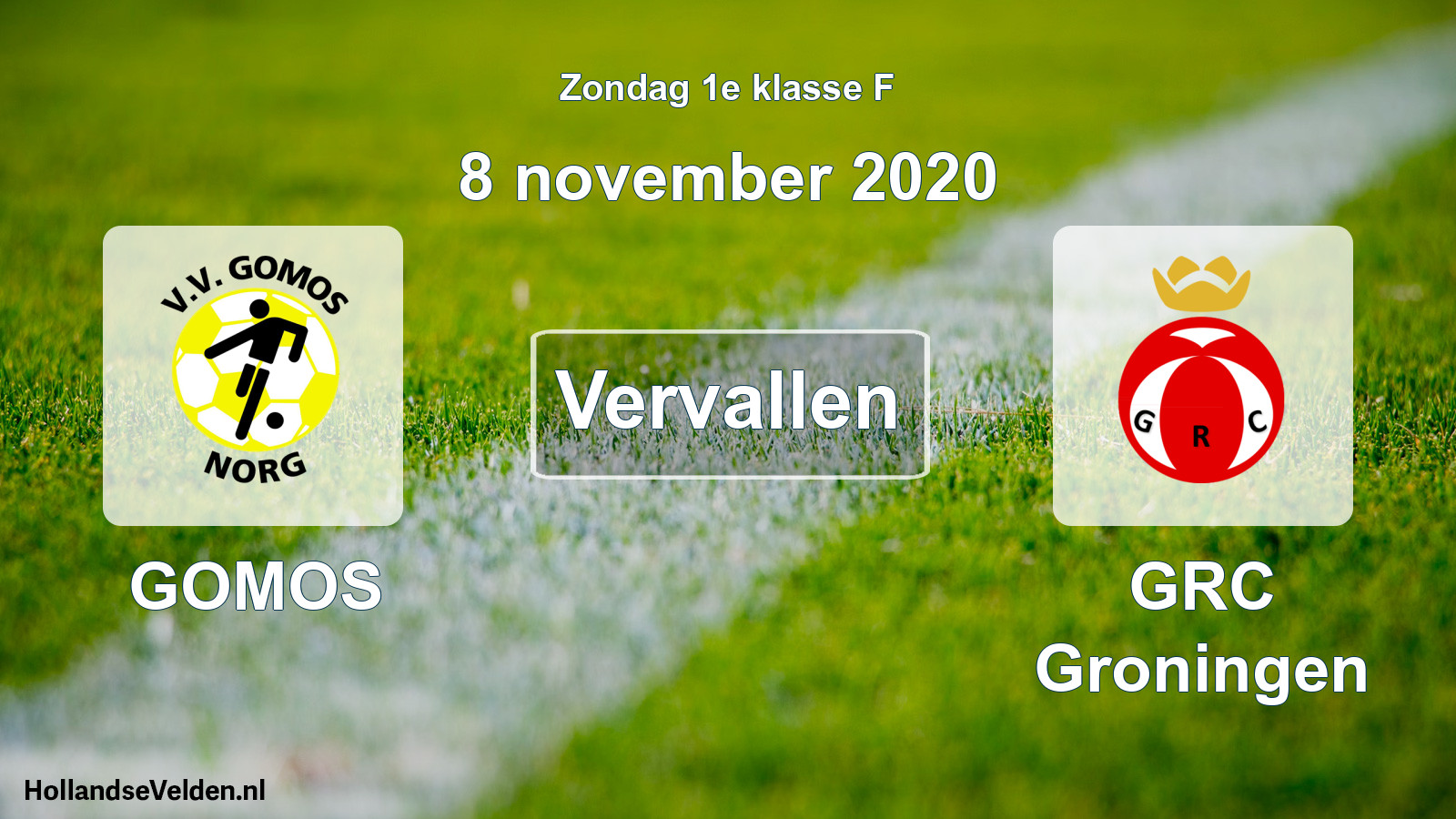 Scheduled Match: GOMOS - GRC Groningen (8 November 2020)