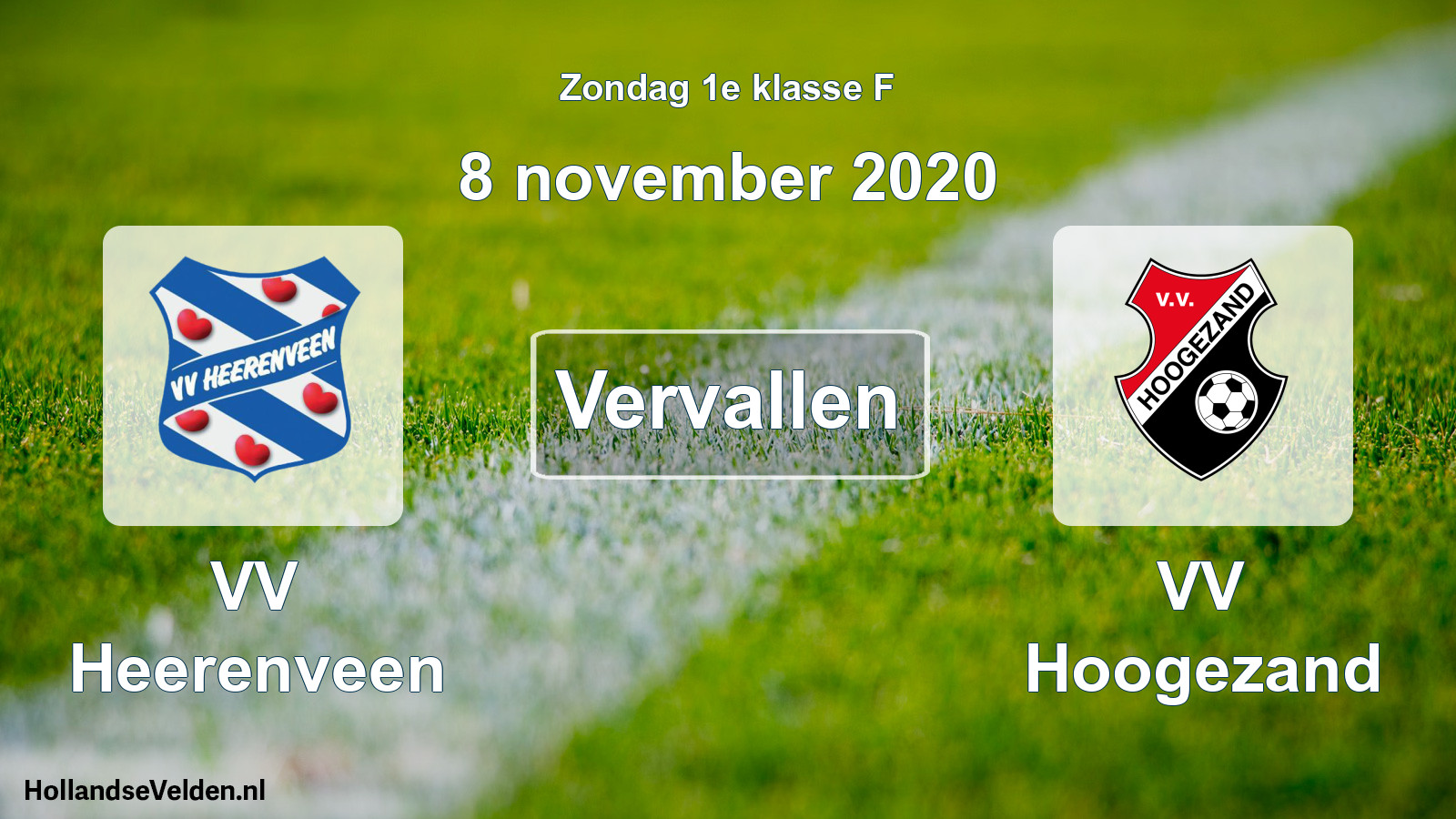 Scheduled Match: VV Heerenveen - VV Hoogezand (8 November 2020)