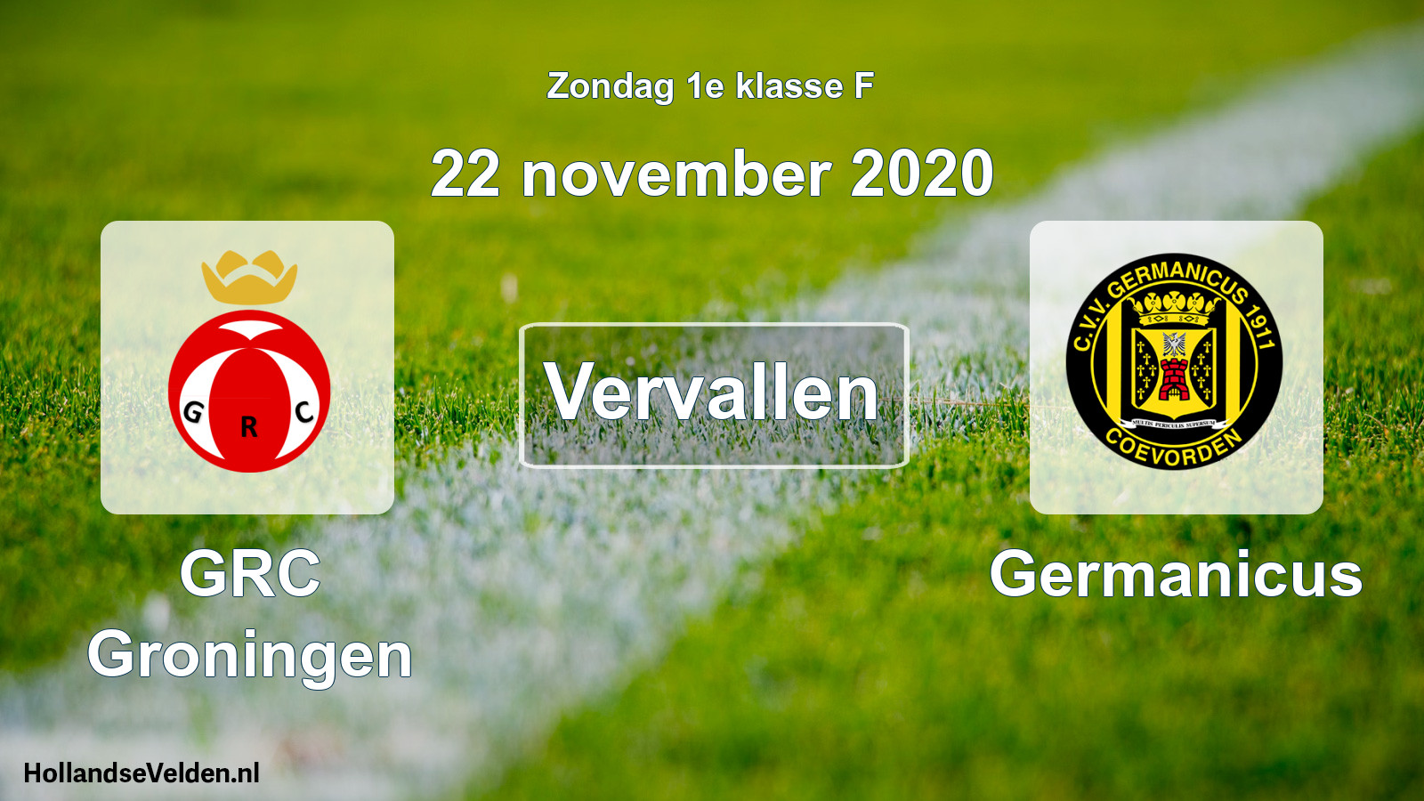 Scheduled Match: GRC Groningen - Germanicus (22 November 2020)
