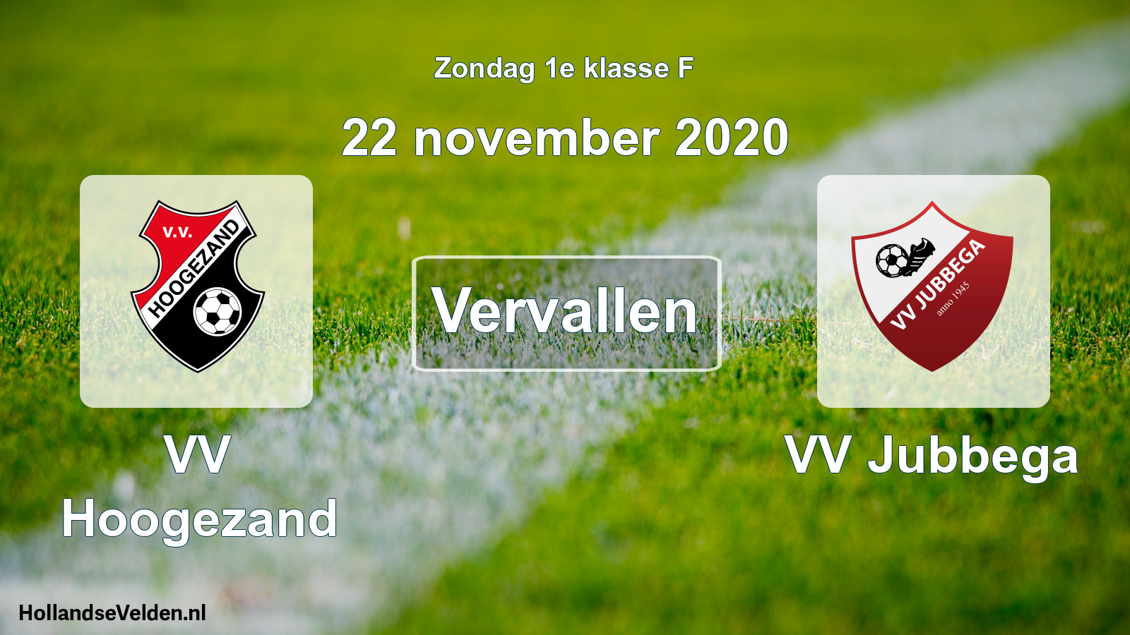 Scheduled Match: VV Hoogezand - VV Jubbega (22 November 2020)