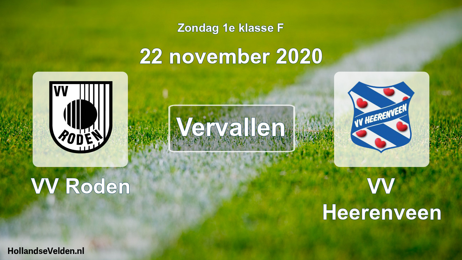 Scheduled Match: VV Roden - VV Heerenveen (22 November 2020)
