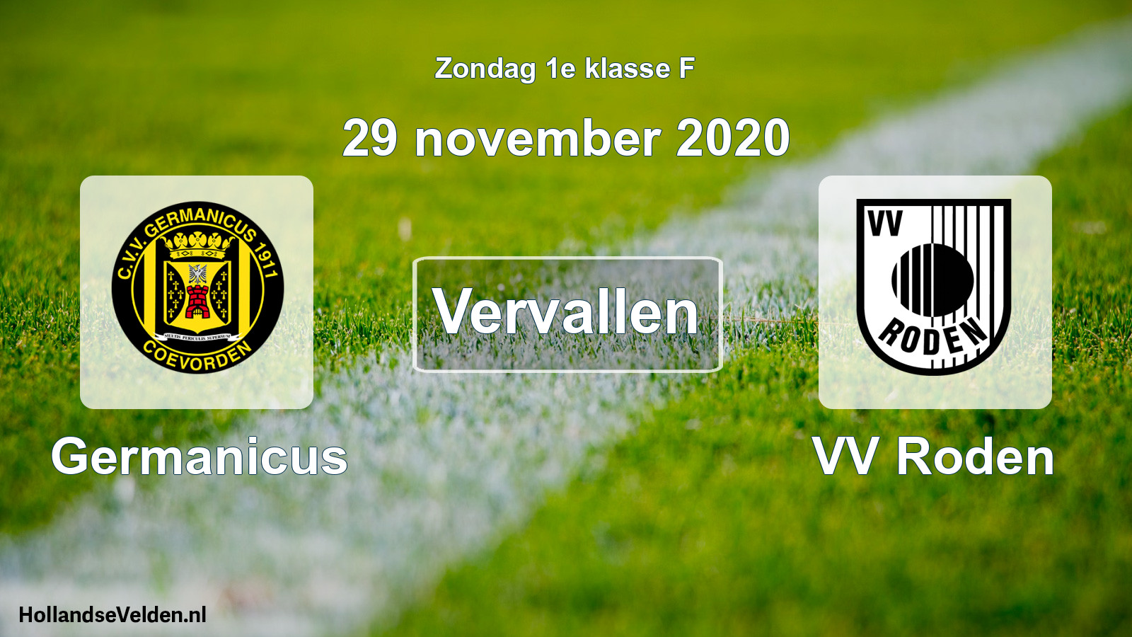 Scheduled Match: Germanicus - VV Roden (29 November 2020)