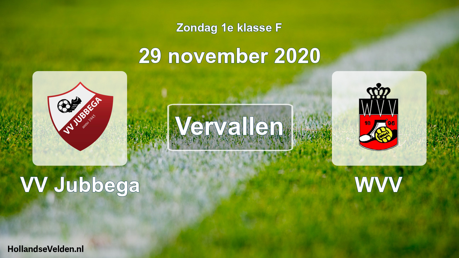 Scheduled Match: VV Jubbega - WVV (29 November 2020)