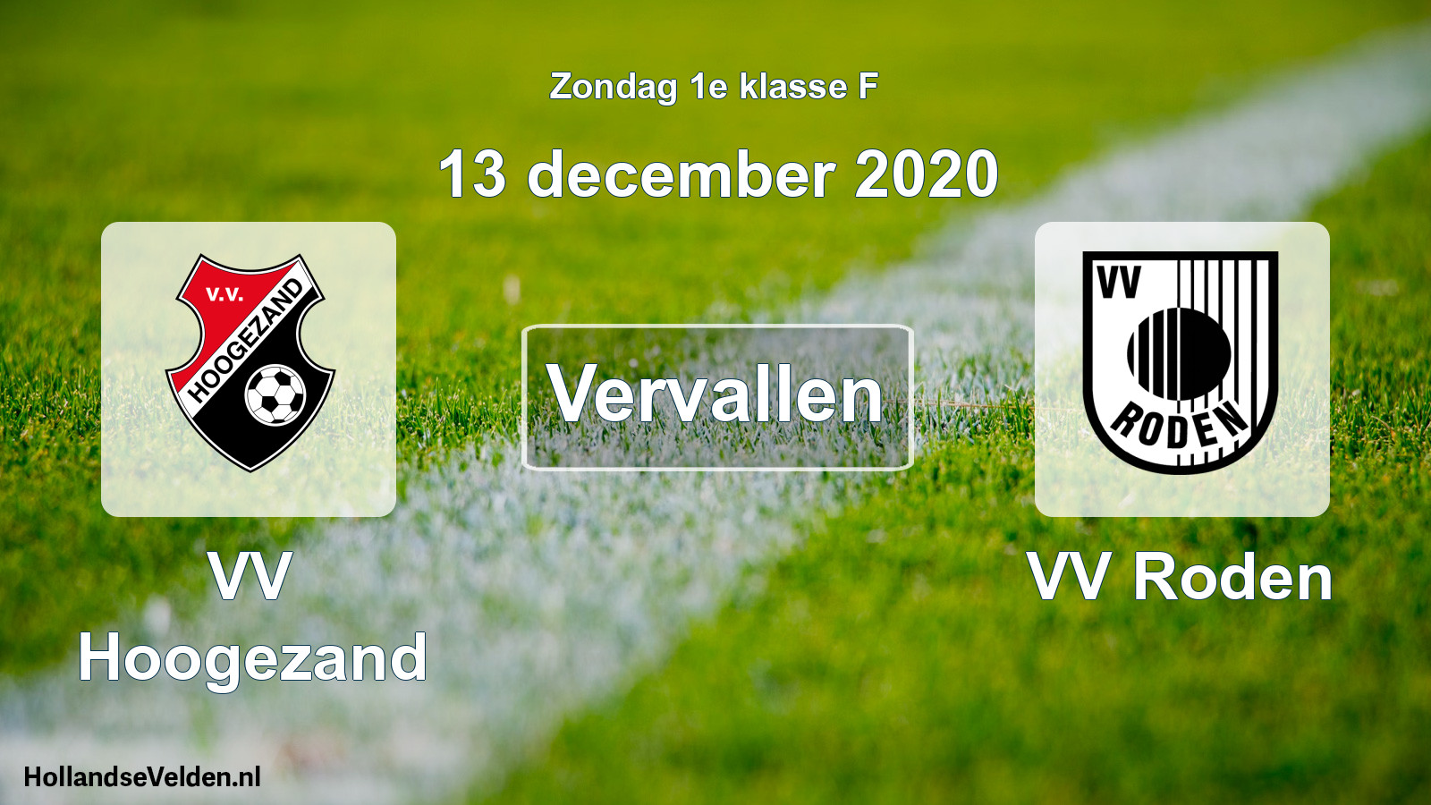 Scheduled Match: VV Hoogezand - VV Roden (13 December 2020)