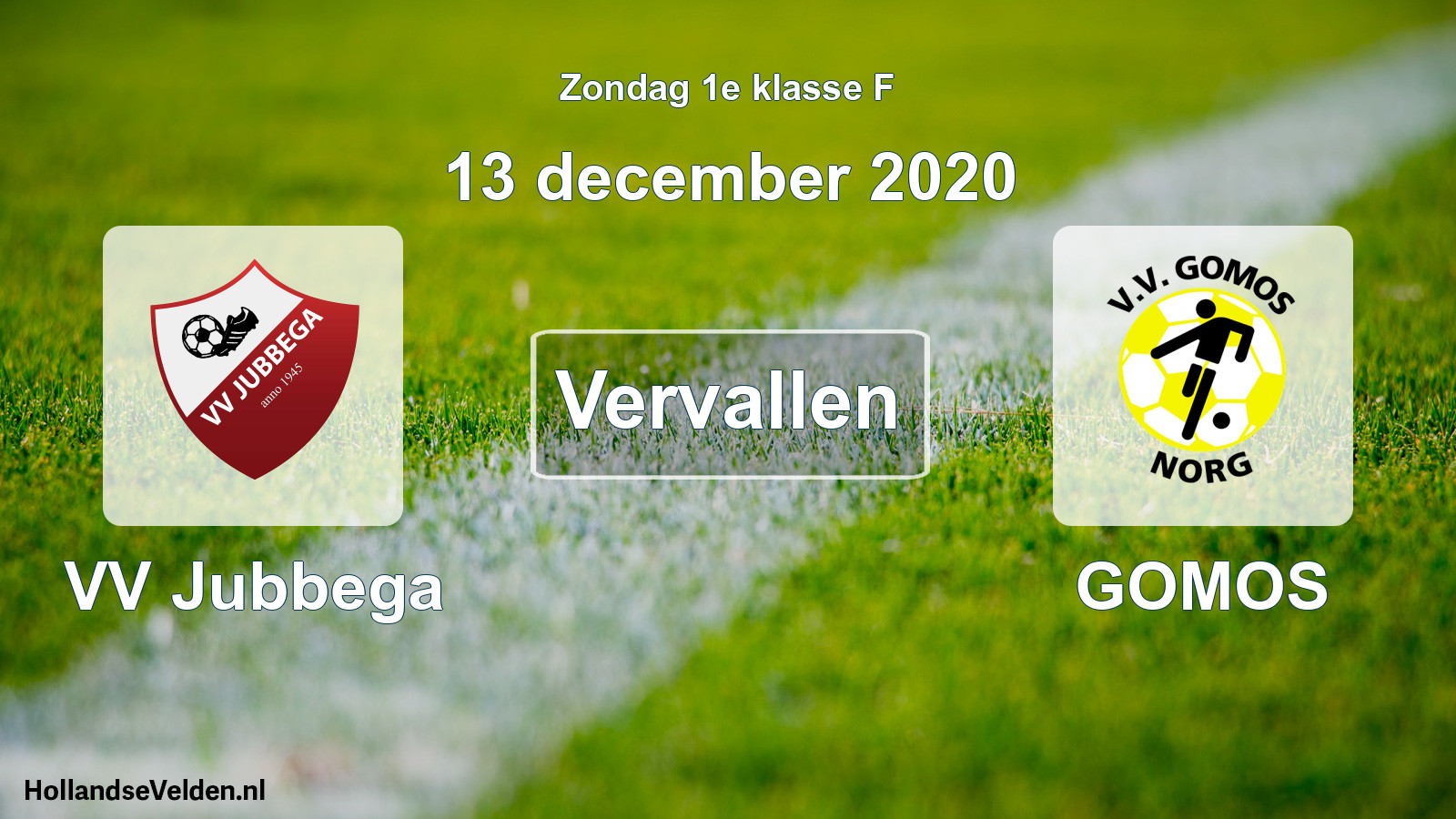 Scheduled Match: VV Jubbega - GOMOS (13 December 2020)